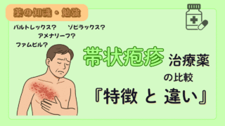 【薬剤師必見!】帯状疱疹治療薬 4種類(ゾビラックス、バルトレックス、ファムビル、アメナリーフ)の比較!特徴や注意点